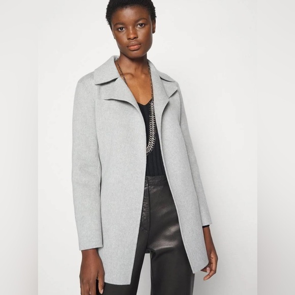 Theory Belt Overlay DF Cashmere Wool Blend Jacket In Melange Grey New Size Large - Picture 4 of 14